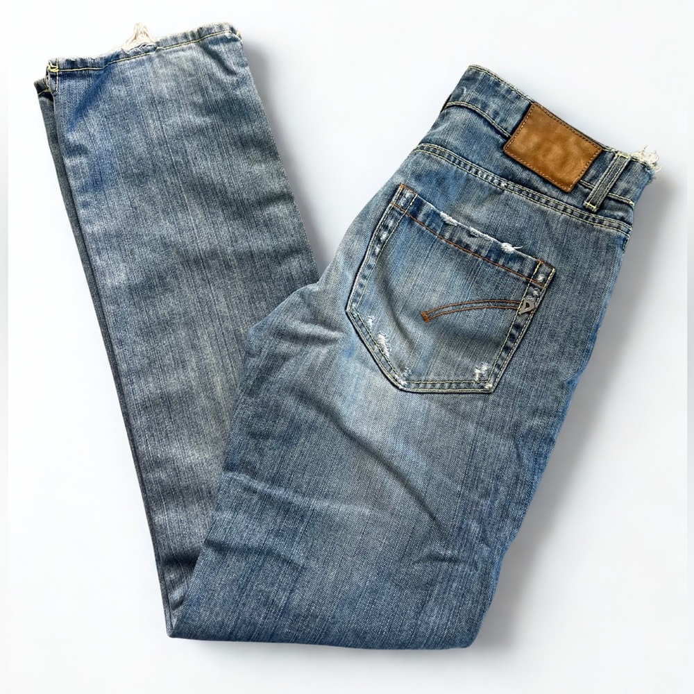 Dondup “John” Distressed Straight Leg Jeans – Made in Italy – Size 28